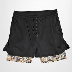 Savage Tacticians Shorts Mens Large Black Camo Lined Athletic Training Gym